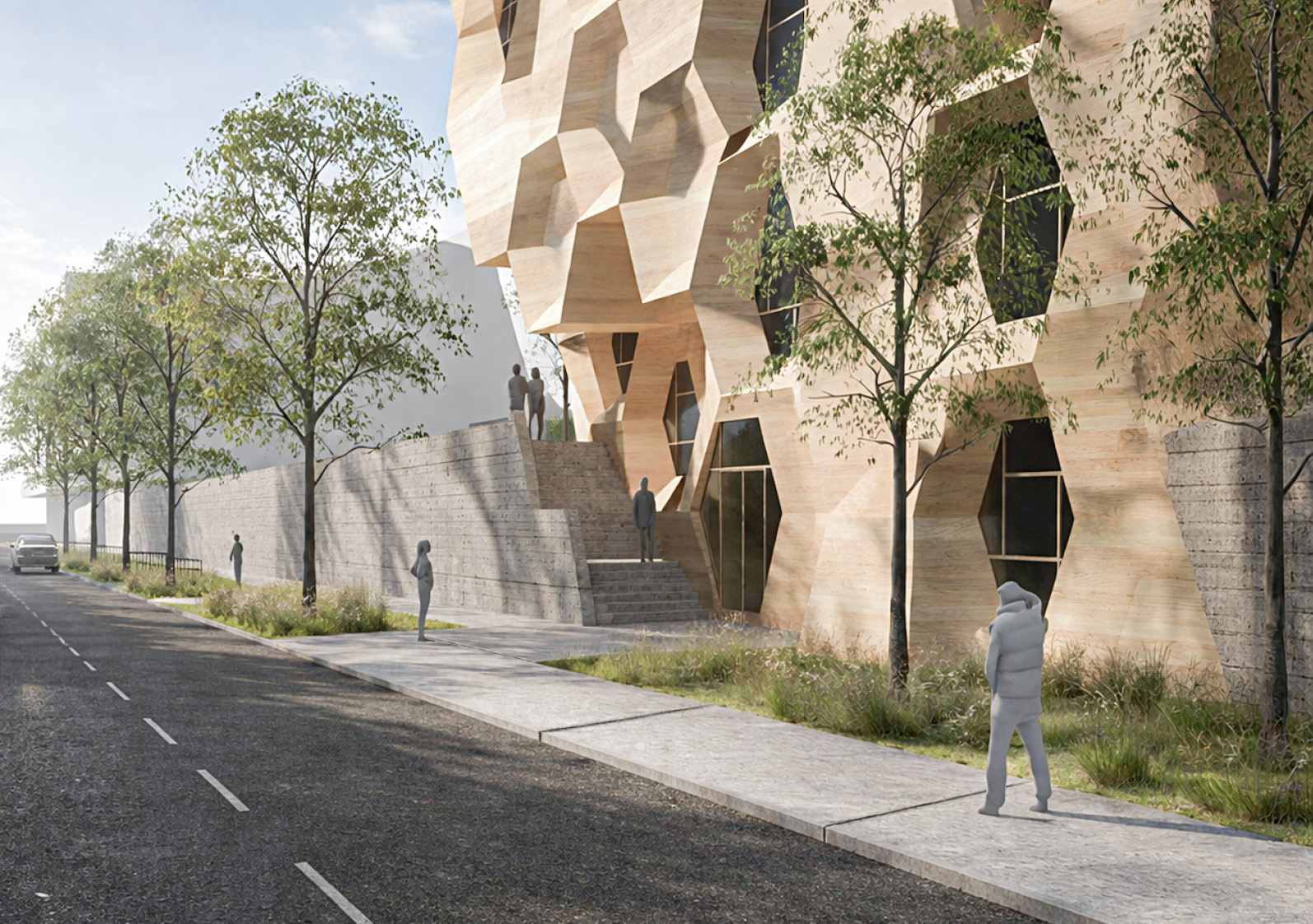 Laborgebäude Wettbewerb Fribourg moderne Forschungsarchitektur Aussenansicht