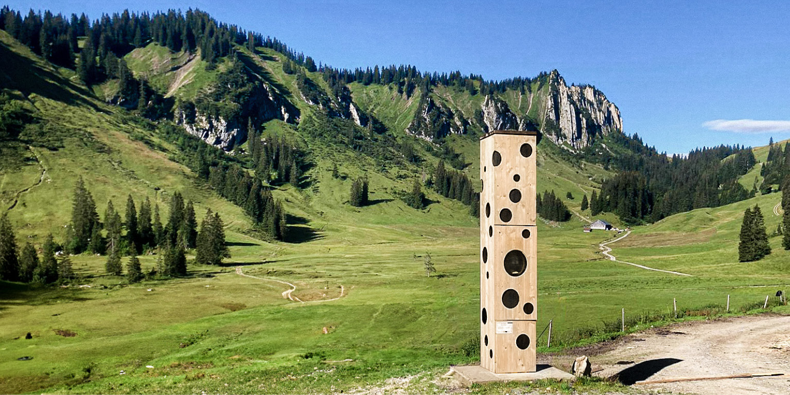 Alpenturm Bezau Vorarlberg modernes Gebäude für regionale Vermarktung Architektur